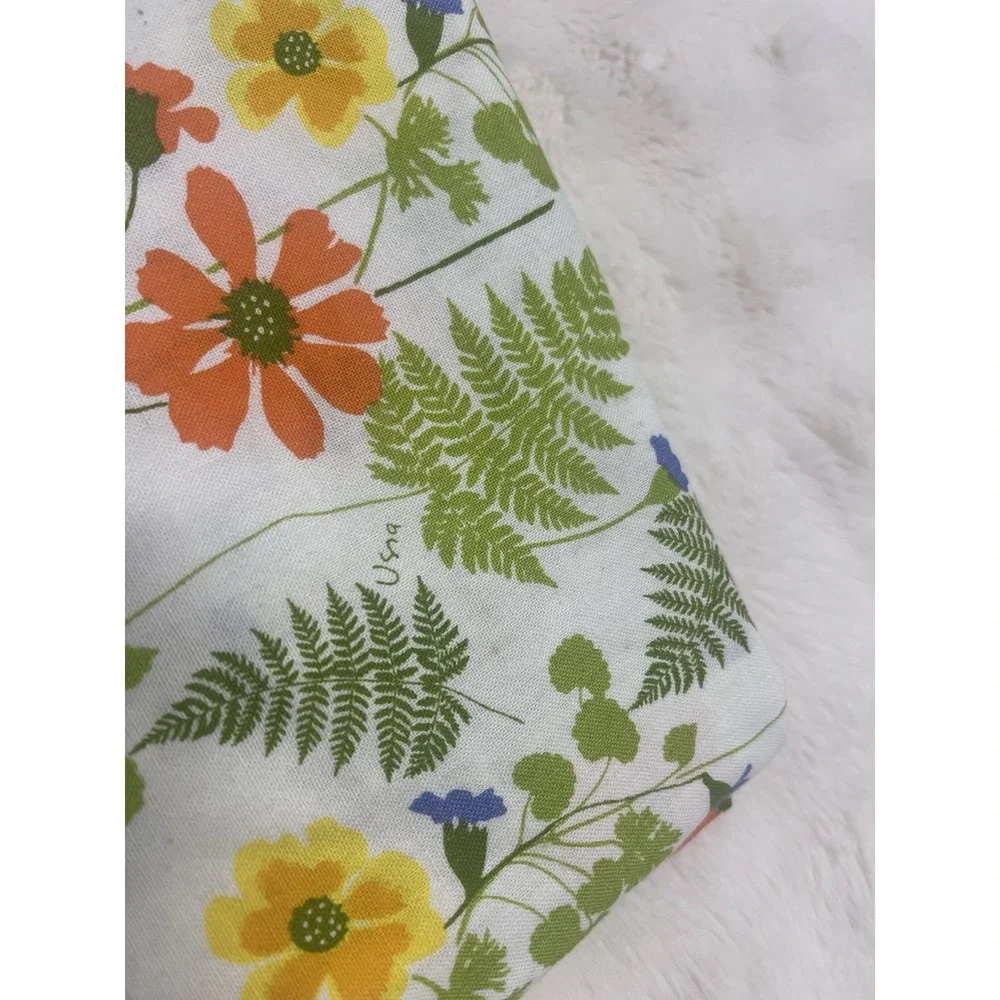 VTG Vera Neumann Fern Orange Rectangle  Floral MCM Tablecloth 60